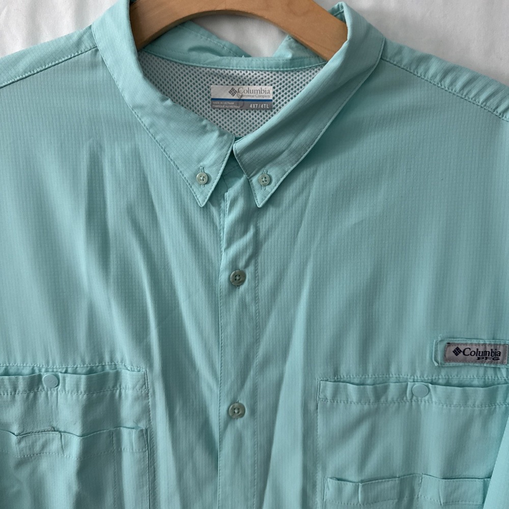 Columbia Shirt Mens 4XL Blue Omni-Shade Fishing Hiking Long Sleeve Shirt